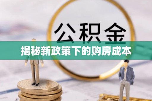 舒兰揭秘新政策下的购房成本