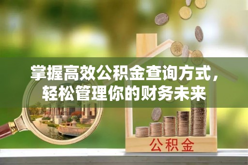 舒兰掌握高效公积金查询方式，轻松管理你的财务未来