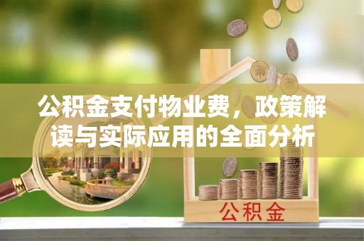 舒兰公积金支付物业费，政策解读与实际应用的全面分析